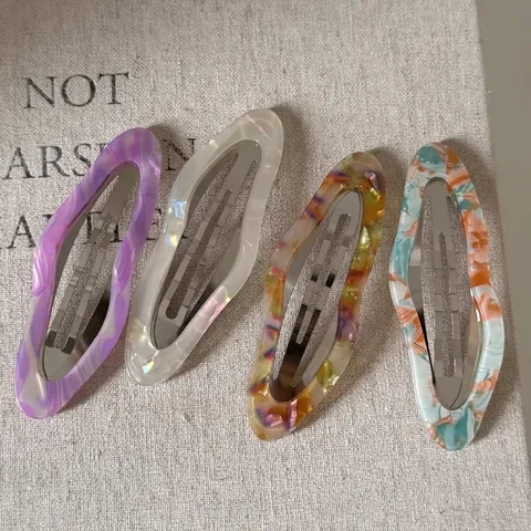 Vintage Gewellte Ovale Acryl Haarklammer Für Damen Marmor Schildpatt Textur BB Clip Mode Haarschmuck Haarnadel