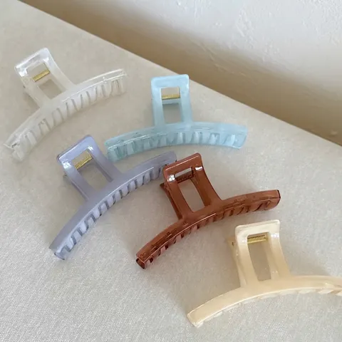 Große PC Marmormuster Haarkralle Haifisch-Clip Jelly Color Geometrisch Hochwertiger Kopfschmuck Für Damen Haarschmuck