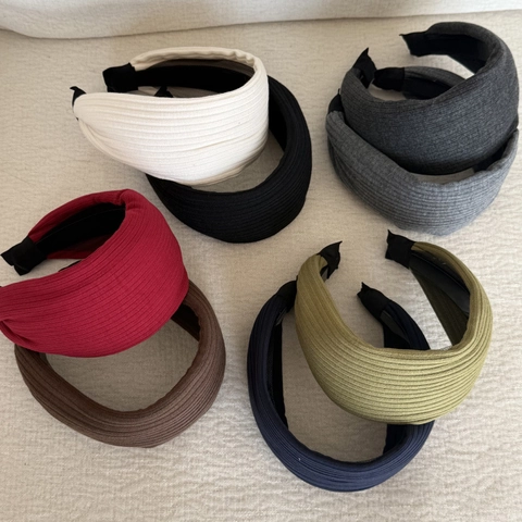 Vintage Ribbed Knitted Wide Headband For Women Solid Color Padded Fashion Hair Hoop Stylish Nonslip Commute Hair Accessories