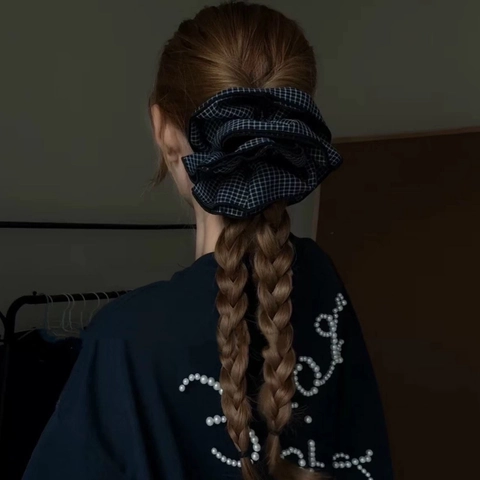 Elastico per Capelli in Tessuto a Quadri e Pois da Donna Fatto a Mano Grande Supporto per Coda di Cavallo Accessori