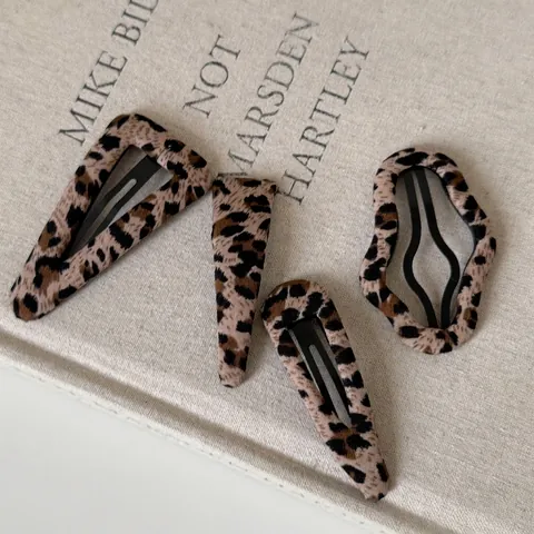 Fermagli per Capelli Rivestiti in Tessuto con Stampa Leopardata Retrò per Donna Clip per Frangia Vintage Accessori per Capelli