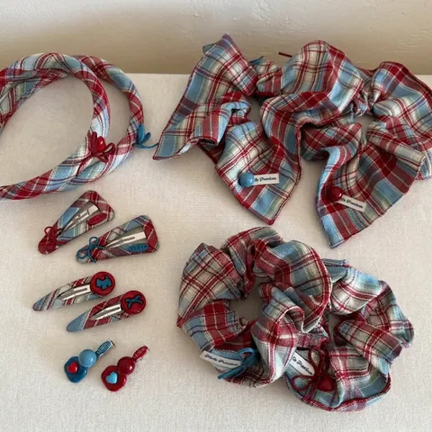 Koreaanse Vintage Ruitjes Strik Hart Haarspeld Stof Scrunchies Hoofdband Zoete Preppy Stijl Haaraccessoires Voor Dames Meisjes