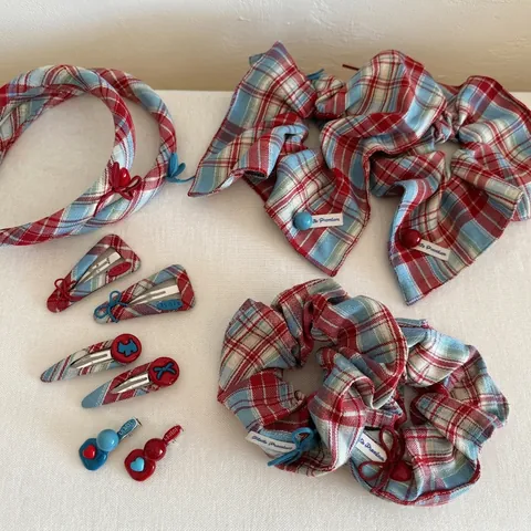 Koreaanse Vintage Ruitjes Strik Hart Haarspeld Stof Scrunchies Hoofdband Zoete Preppy Stijl Haaraccessoires Voor Dames Meisjes