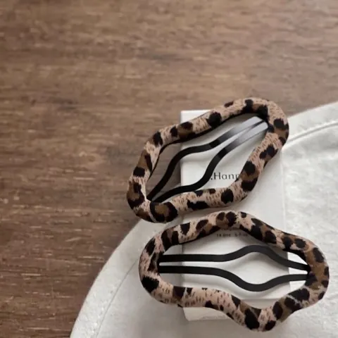 Fermagli per Capelli Rivestiti in Tessuto con Stampa Leopardata Retrò per Donna Clip per Frangia Vintage Accessori per Capelli