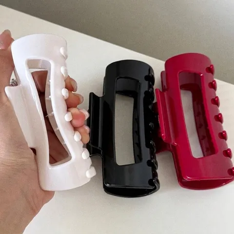 Fermaglio per Capelli a Squalo in Silicone Antiscivolo Quadrato Cavo Grande per Donna Accessori per Capelli Quotidiani di Tendenza