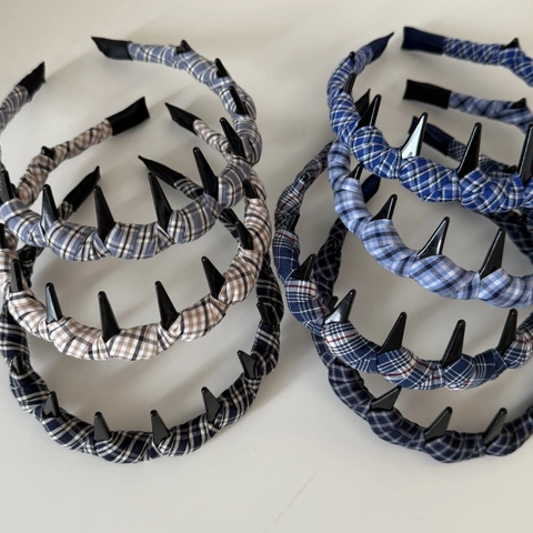 Retro Plaid Stoff Stirnband Mit Rutschfesten Zähnen Akademie Stil Gestreiftes Tuch Eingewickelt Haarband Für Damen Mädchen Haarschmuck
