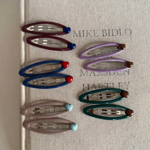 Vintage Heart Hollow Oval BB Hair Clips Fashion Metal Enamel Hairpins Color Contrast Side Bangs Daily Hair Accessories
