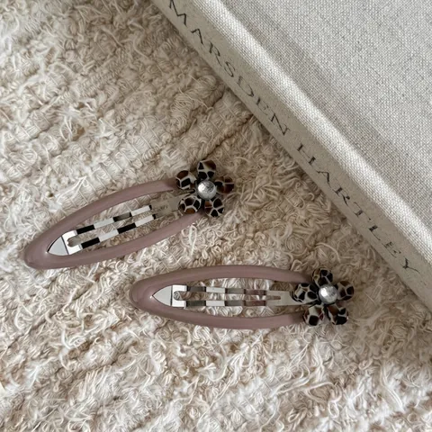 Fermaglio per Capelli Stile Coreano Elegante Stampa Leopardata Fiore Lega Resina Strass Fermaglio BB per Donna Accessorio