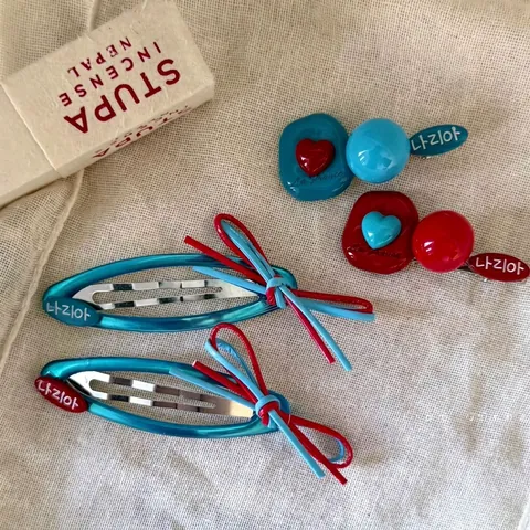 Vintage Barrettes à Cheveux Plaid Chien Cœur Style Coréen Enveloppées de Tissu Clips à Cliquer Géométrique Nœud Accessoires Cheveux Femmes Filles