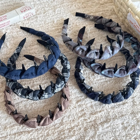 Cerchietto Vintage Avvolto in Tessuto a Quadri Per Donna Design con Denti Antiscivolo Fascia per Capelli a Quadri Accessori per Acconciature