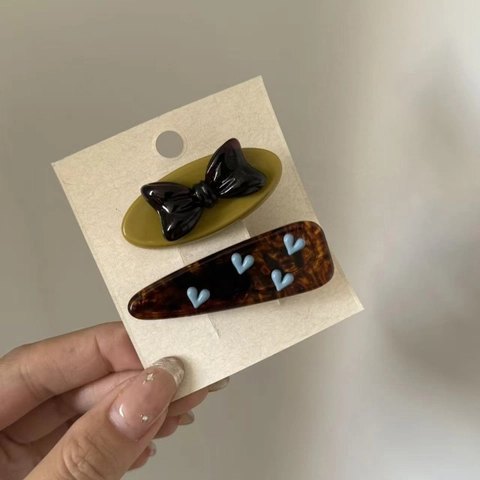 Acetat Schleife Herz Haarklammer Set Vintage Luxuriös Legierung Strass Haarnadel Set Für Damen Alltag Party Haarschmuck