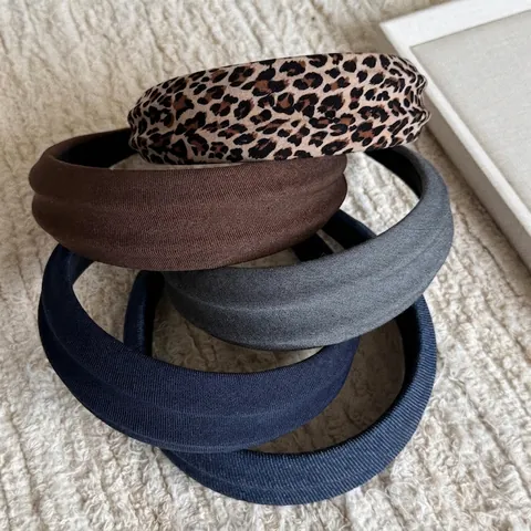 Cerchietto Vintage con Stampa Leopardata a Bordo Largo per Donna Cerchietto Retro in Tessuto Antiscivolo Sommità Cranica Alta Imbottito Copricapo alla Moda