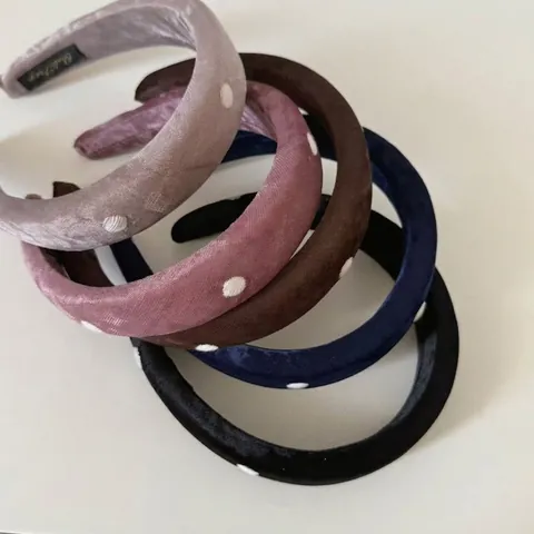 Diadema Acolchada de Lunares de Terciopelo Vintage para Mujer Elegante Diadema de Esponja de Borde Ancho Accesorios de Pelo