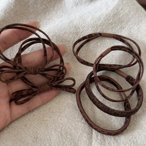 Set di Elastici per Capelli Minimalisti da Donna con Stampa Leopardata Fiocco Corda per Capelli ad Alta Elasticità Accessori Moda