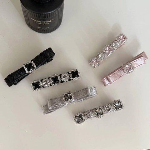 Luxe Satijn Strik Haarclip Met Strass Kristal Elegante Haarpeld Voor Vrouwen Mode Zijclip Haaraccessoires