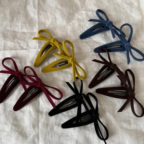 Pinza para el Pelo BB con Lazo de Terciopelo Vintage para Mujer Horquilla Elegante de Color Sólido Retro Accesorios para el Cabello