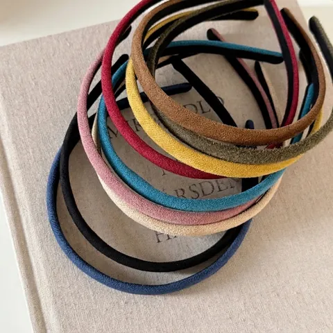 Vintage Corduroy Hairband Elegant Solid Color Slim Headband Handmade Minimalist Hair Hoop Non-Slip Headpiece For Women Daily Accessories