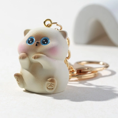 Portachiavi in Resina Gatto Cartone Animato 3D Simpatico Gattino Ciondolo per Borsa Animali Portachiavi Decorativo Creativo Regalo