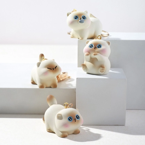 Portachiavi in Resina Gatto Cartone Animato 3D Simpatico Gattino Ciondolo per Borsa Animali Portachiavi Decorativo Creativo Regalo