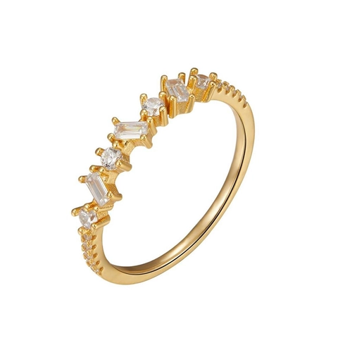 Irregular Zircon Ring 18K Gold Plated Copper Geometric Full Diamond Band For Women Daily Wedding Jewelry Accessories