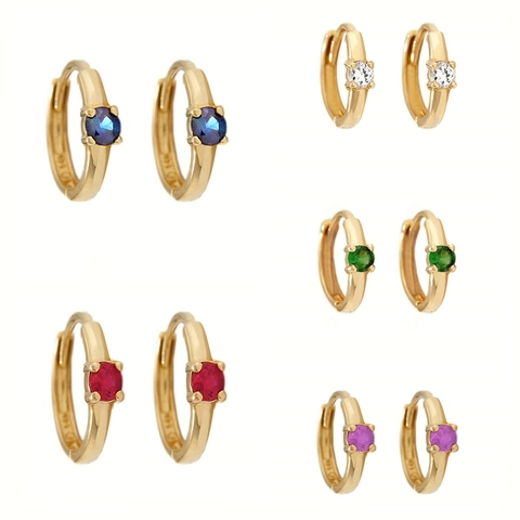 Pendientes de Aro de Cobre Bañado en Oro de 18K Con Poste de Plata de Ley 925 Pendientes Huggie Minimalistas Incrustados con Zirconia de Color Joyería para Mujer