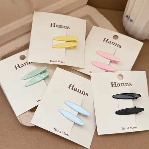 Minimalista Aleación Ovalado Pinzas Para El Cabello Dulce Macaron Mate Color Flequillo Clips Para Mujeres Niñas Hecho A Mano Moda Accesorios Para El Cabello