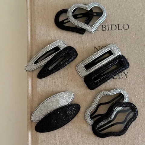 Fermaglio Per Capelli Glitter Cuore Ovale Quadrato Per Donna Moda Semplice BB Clip Argento Nero Accessori Per Capelli Geometrici