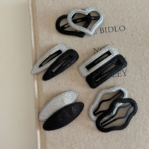 Fermaglio Per Capelli Glitter Cuore Ovale Quadrato Per Donna Moda Semplice BB Clip Argento Nero Accessori Per Capelli Geometrici