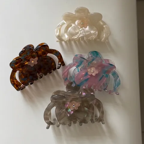 Elegante Molletta per Capelli a Forma di Fiore in Acetato per Donna Stile Francese Grande Clip a Squalo con Strass Accessorio per Capelli Floreale