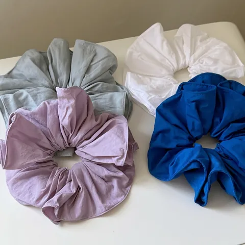 Large Fabric Scrunchie For Women French Style Solid Color Oversized Pleated Hair Tie Elegant Ponytail Holder Hair Accessories