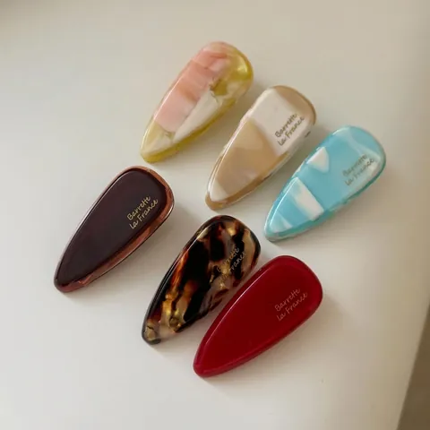Fermaglio per Capelli in Acetato a Goccia d'Acqua in Stile Francese Elegante Struttura Marmo Tartaruga per Accessori Donna