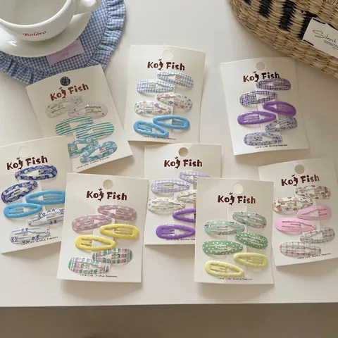 Fermagli per Capelli BB in Stile Coreano Colorati a Quadretti Floreali in Metallo Smaltato Ondulati per Donna Ragazza Accessori