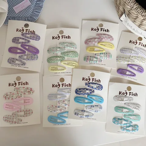 Fermagli per Capelli BB in Stile Coreano Colorati a Quadretti Floreali in Metallo Smaltato Ondulati per Donna Ragazza Accessori