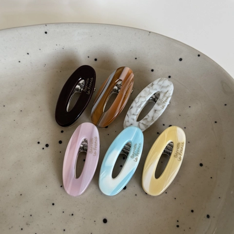 Französische Vintage Acetat Ovale Hohle Haarklammern Damen Marmor Schildpatt Muster Pony Seitenclip Geometrisches Barrette Zubehör