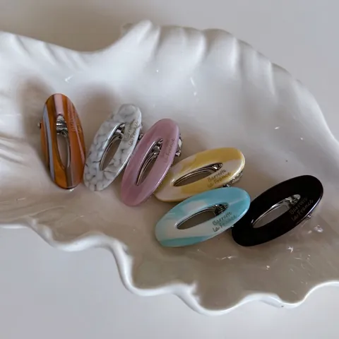 Französische Vintage Acetat Ovale Hohle Haarklammern Damen Marmor Schildpatt Muster Pony Seitenclip Geometrisches Barrette Zubehör