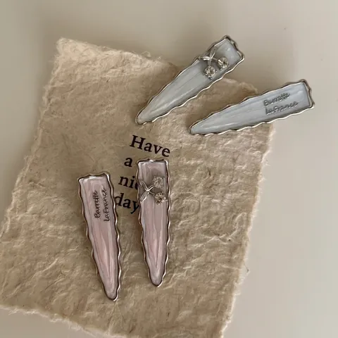 Fermaglio per Capelli Rosa Ciliegia in Smalto a Goccia Vintage Francese Per Donna in Lega Metallico Strass Onda Clip Elegante
