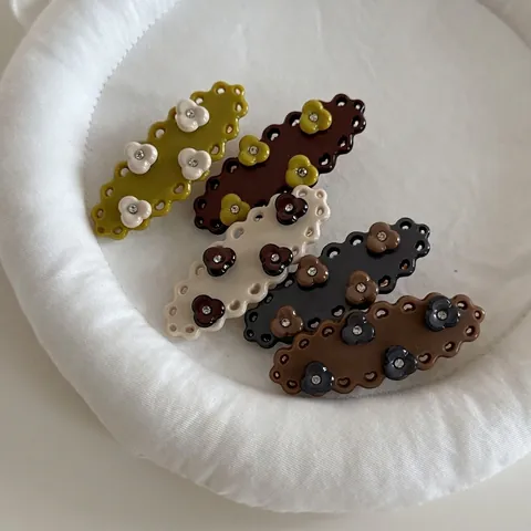 Fermaglio per Capelli Retro Dolce in Acetato Con Fiori e Strass Intagliato a Goccia Bordo Ondulato Elegante Accessori per Capelli Donna