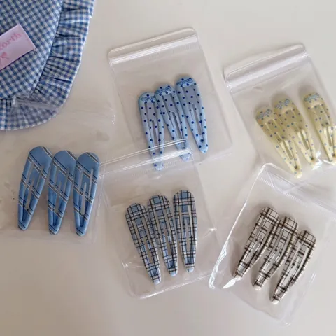 Mode Metalen Klik Haarspelden Ruit Stippenpatroon Gestreepte Zoete Haarclips Voor Dames Meisjes Haarstyling Accessoires