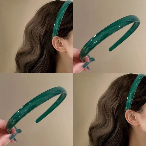 Diadema Antideslizante de Acrílico Con Dientes Color Verde Gelatina Aro de Pelo Minimalista Vintage Delgado para Mujer Lavado de Cara Accesorios