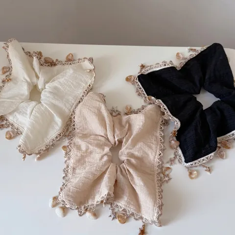 Coleteros de Algodón Bohemios Con Colgante de Concha y Estrella de Mar Borde de Encaje de Ganchillo Estilo Marino Para Mujer Vacaciones Playa