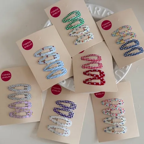 Pinces à Cheveux BB en Métal à Carreaux et Fleurs pour Femmes Filles Pois Nœud Étoile Barrettes Accessoires de Coiffure