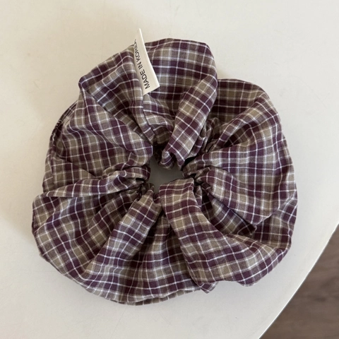 Elastici per Capelli in Tessuto Plaid Retrò per Donna Grandi Chouchou a Quadretti Fatti a Mano Fasce per Capelli Coreane Accessori
