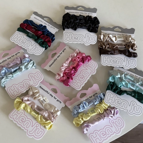 3Pcs French Satin Hair Ties High Elastic Scrunchies Simple Solid Color Hair Bands For Women Durable Ponytail Holders