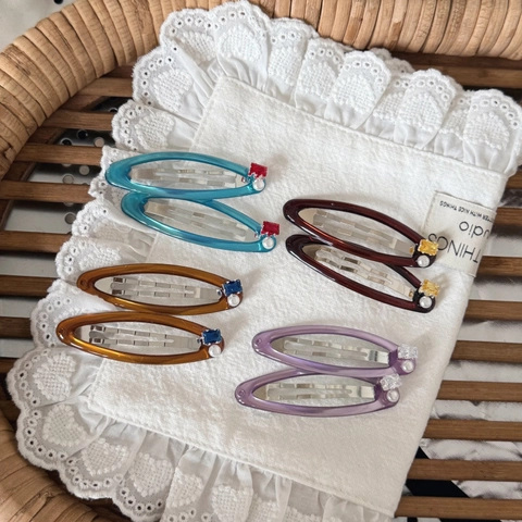Barrette en Acrylique Ovale Élégante de Style Français pour Femme Avec Strass et Perle Artificielle Clip Latéral en Métal BB