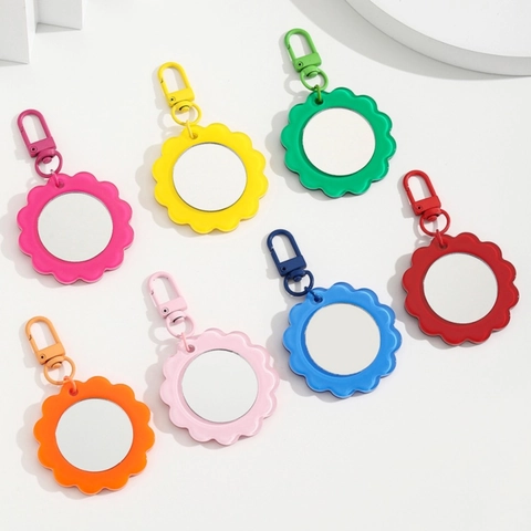 Portachiavi con Specchio in Acrilico a Forma di Girasole Vivace per Donne Ragazze Mini Specchio da Trucco Portatile Ciondolo per Borsa Regalo
