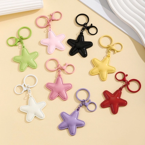Semplice Portachiavi a Stella in Lega Ciondolo per Borsa in Pelle PU Colorata Decorazione Versatile a Stella Accessorio Portachiavi
