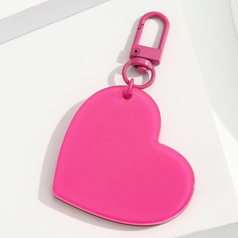 Llavero de Espejo en Forma de Corazón de Acrílico Color de Caramelo Espejo de Mano Portátil Colgante para Bolso Teléfono Llave Joyería Ornamento Regalo