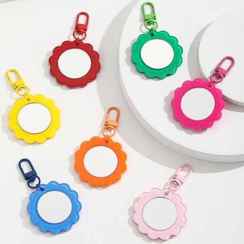 Portachiavi con Specchio in Acrilico a Forma di Girasole Vivace per Donne Ragazze Mini Specchio da Trucco Portatile Ciondolo per Borsa Regalo