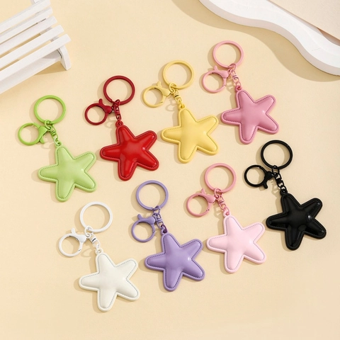 Semplice Portachiavi a Stella in Lega Ciondolo per Borsa in Pelle PU Colorata Decorazione Versatile a Stella Accessorio Portachiavi