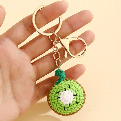 Handgemaakte Gehaakte Fruit Sleutelhanger Schattige Wollen Aardbei Citroen Watermeloen Banaan Oranje Tas Hanger Accessoire Voor Dames